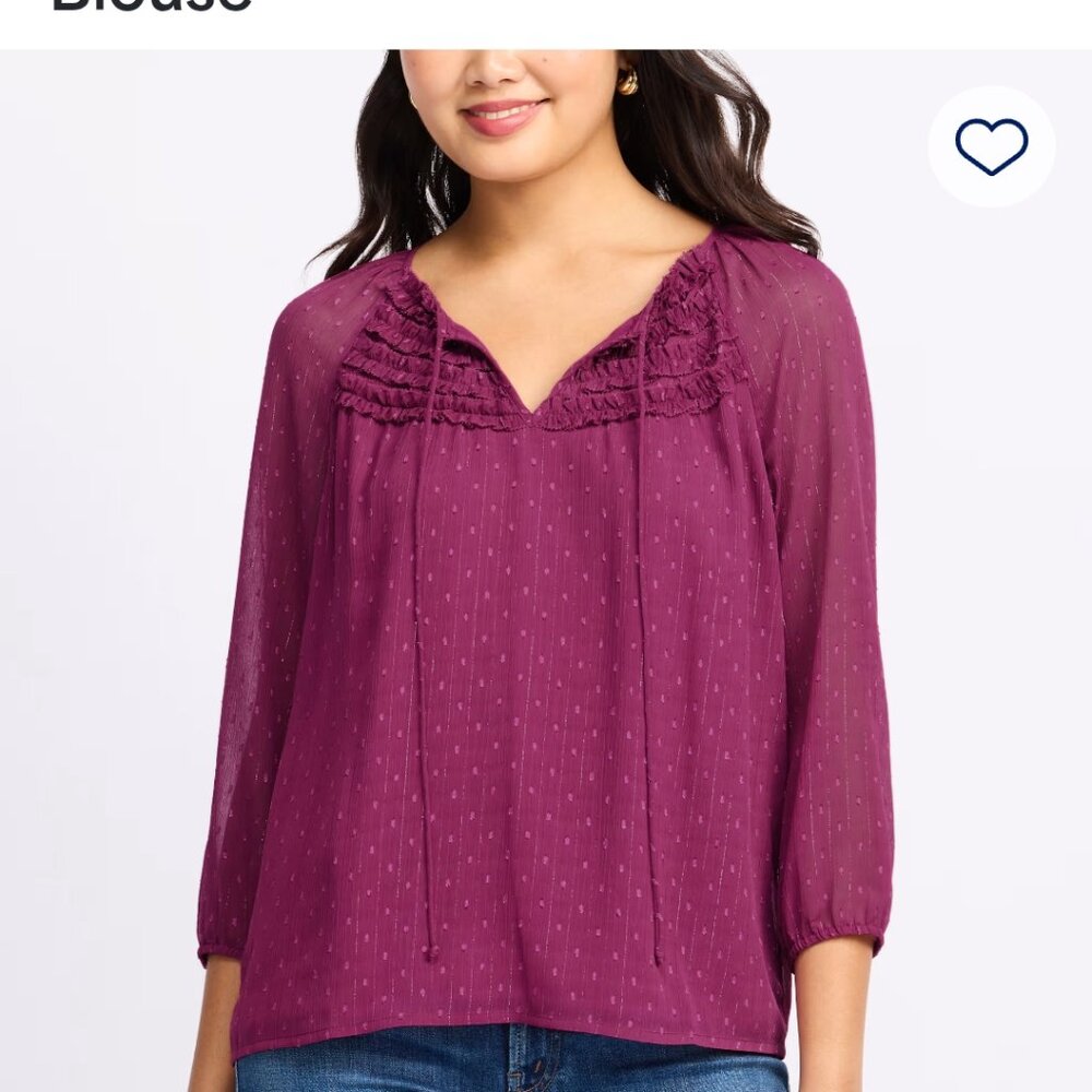 Daniel Rainn Sarver 3/4 Sleeve Front Ruffle Blouse